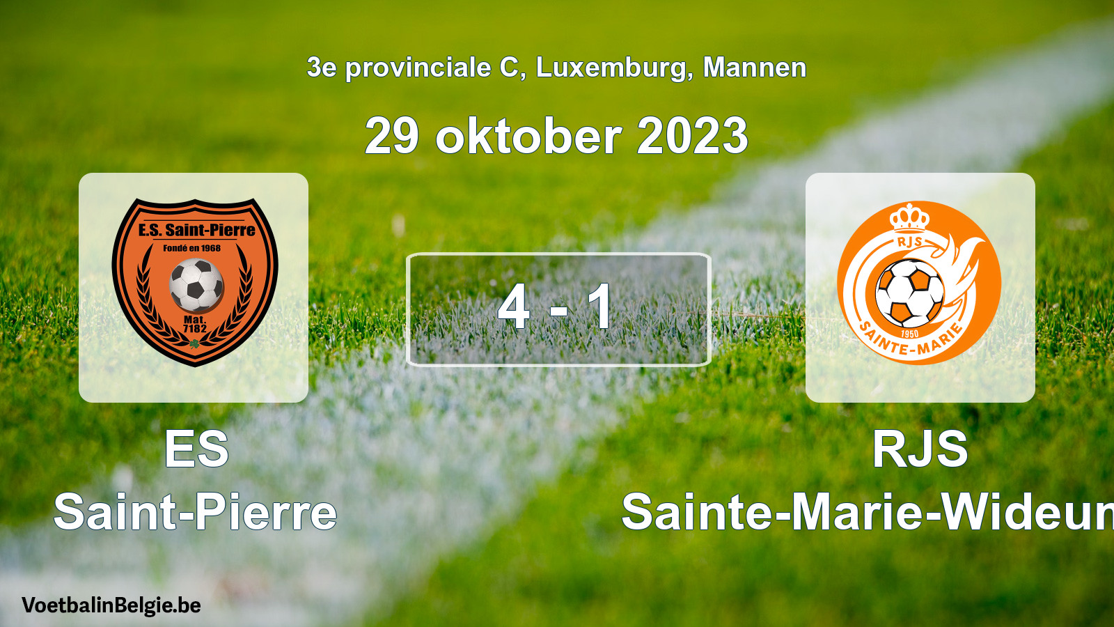 Gespeelde wedstrijd mannenvoetbal: ES Saint-Pierre - RJS Sainte-Marie-Wideumont 4 - 1 (29 oktober 2023)
