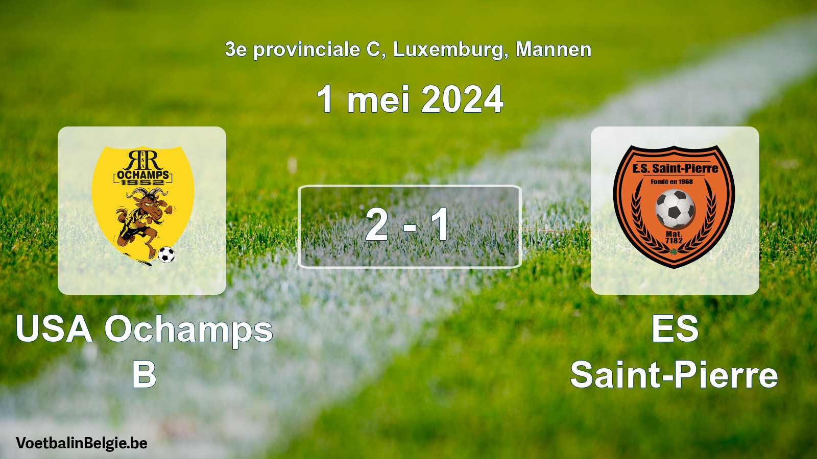Gespeelde wedstrijd mannenvoetbal: USA Ochamps B - ES Saint-Pierre 2 - 1 (1 mei 2024)
