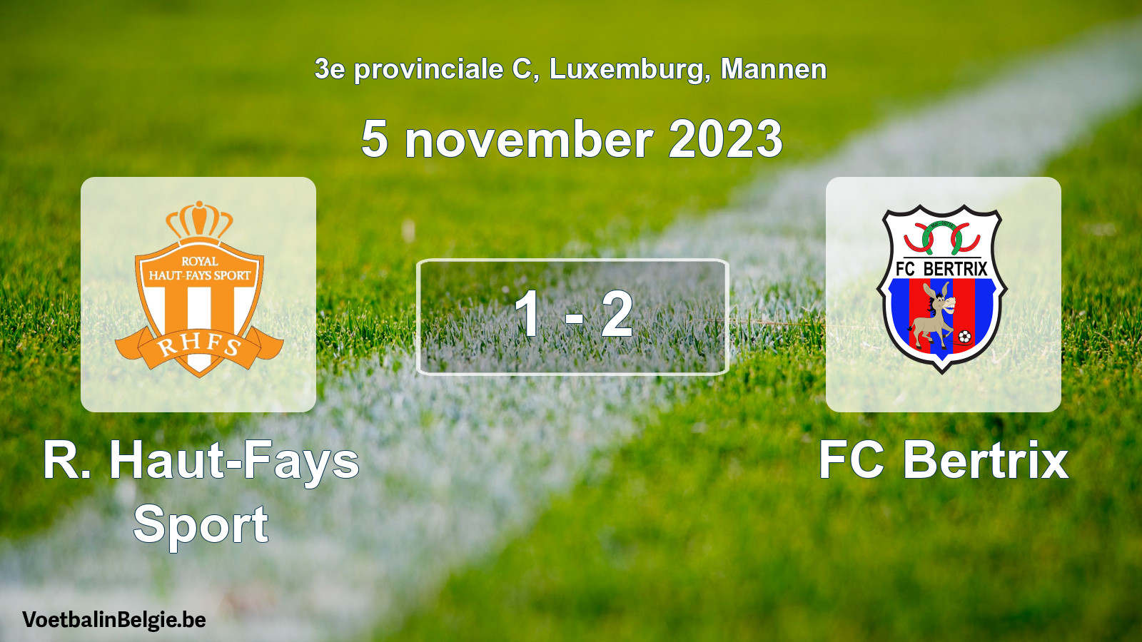 Gespeelde wedstrijd mannenvoetbal: R. Haut-Fays Sport - FC Bertrix 1 - 2 (5 november 2023)