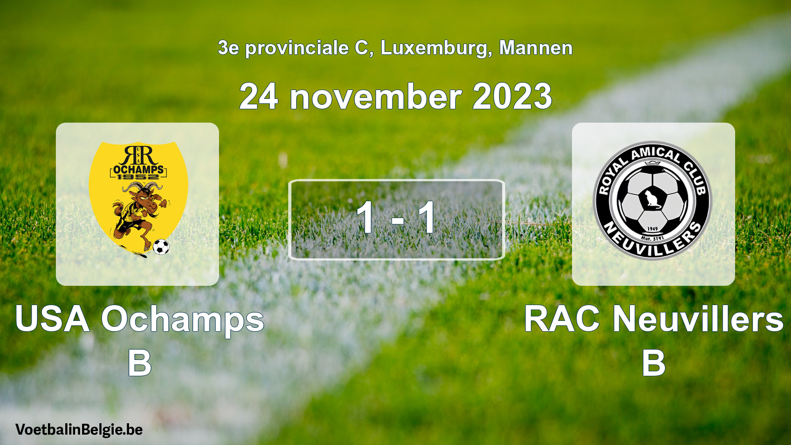 Gespeelde wedstrijd mannenvoetbal: USA Ochamps B - RAC Neuvillers B 1 - 1 (24 november 2023)