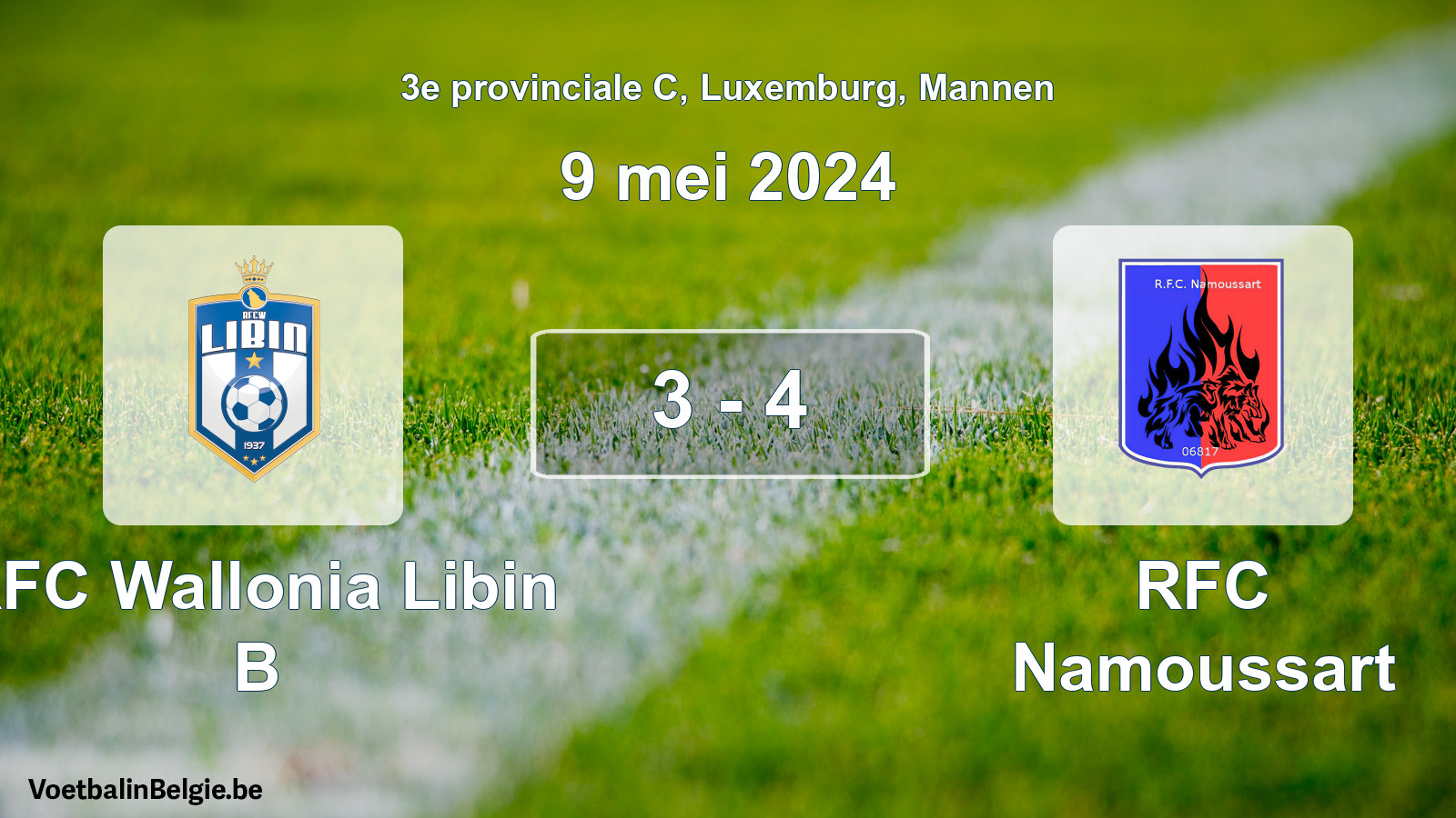Gespeelde wedstrijd mannenvoetbal: RFC Wallonia Libin B - RFC Namoussart 3 - 4 (9 mei 2024)