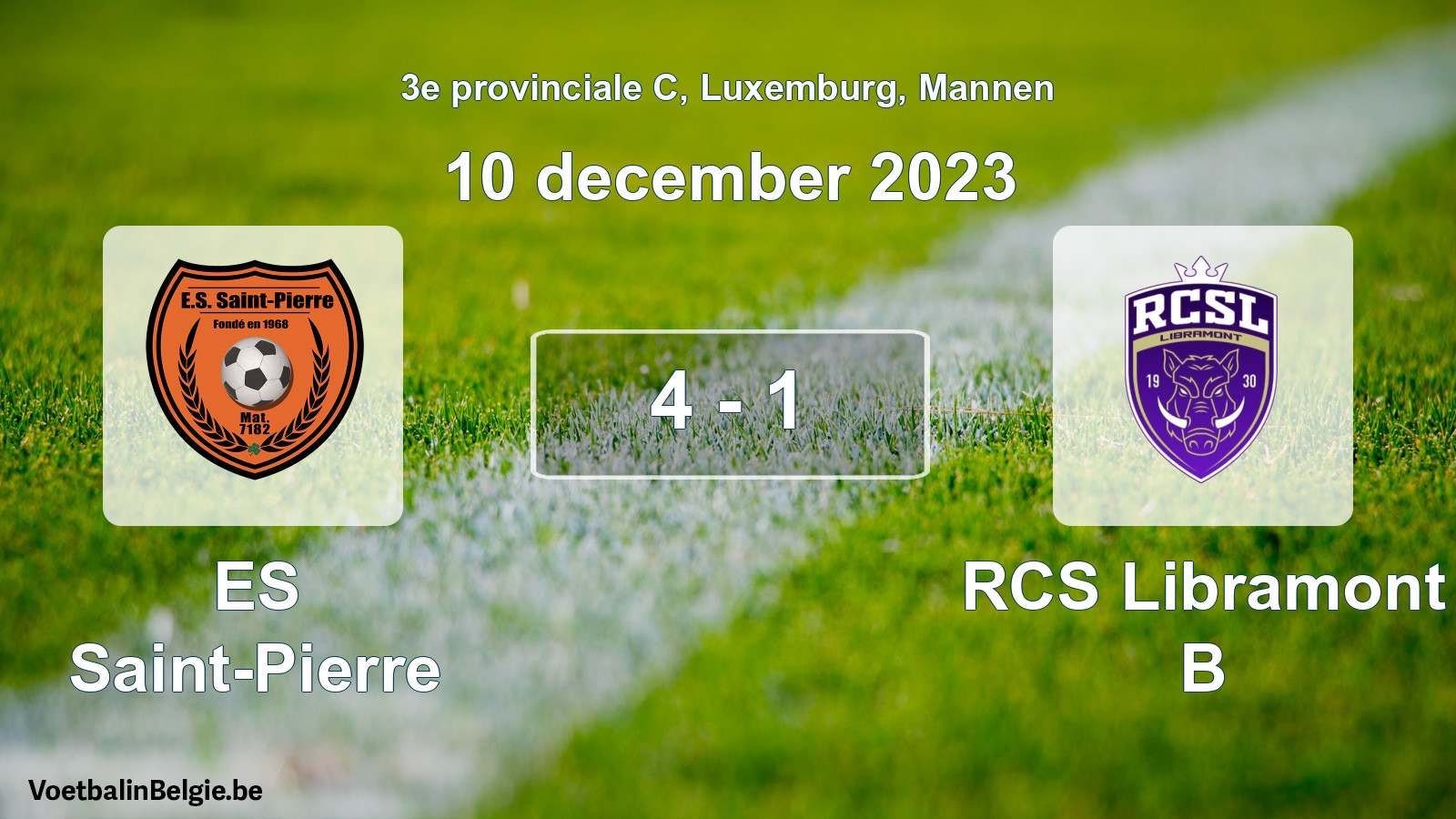 Gespeelde wedstrijd mannenvoetbal: ES Saint-Pierre - RCS Libramont B 4 - 1 (10 december 2023)