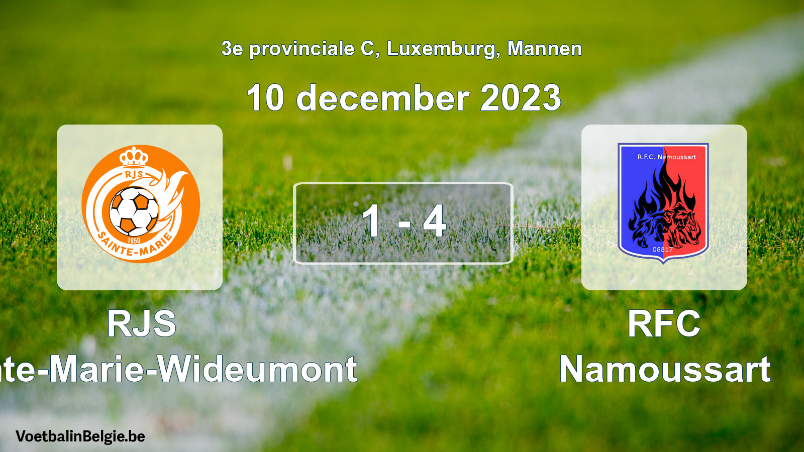 Gespeelde wedstrijd mannenvoetbal: RJS Sainte-Marie-Wideumont - RFC Namoussart 1 - 4 (10 december 2023)