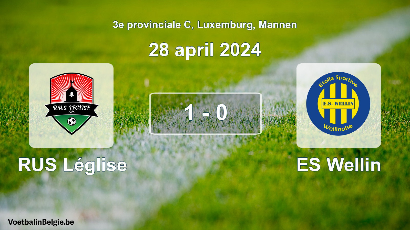 Gespeelde wedstrijd mannenvoetbal: RUS Léglise - ES Wellin 1 - 0 (28 april 2024)
