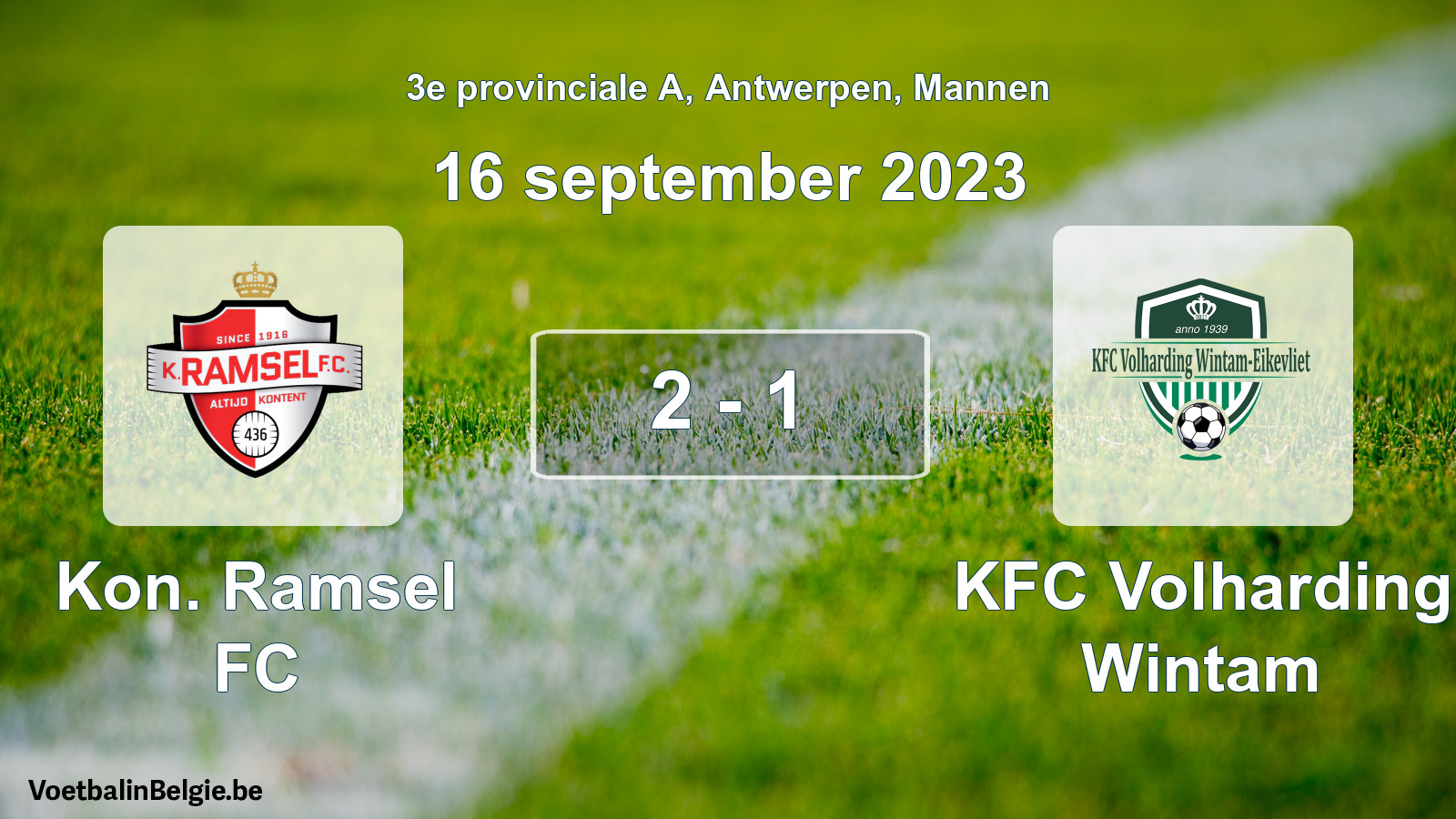 Gespeelde wedstrijd mannenvoetbal: Kon. Ramsel FC - KFC Volharding Wintam 2 - 1 (16 september 2023)