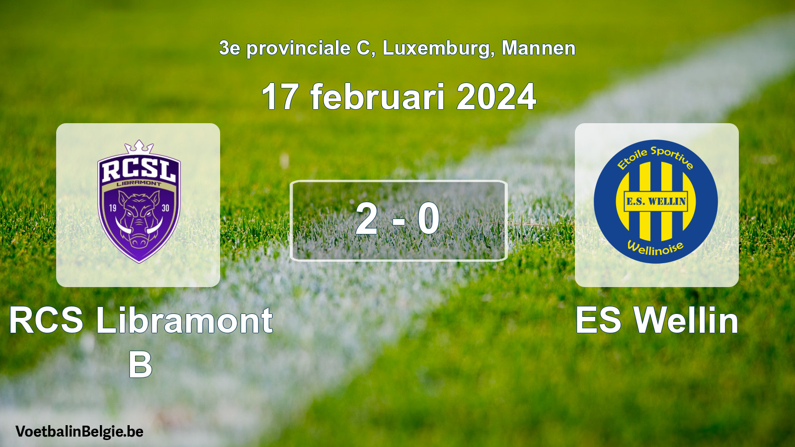 Gespeelde wedstrijd mannenvoetbal: RCS Libramont B - ES Wellin 2 - 0 (17 februari 2024)