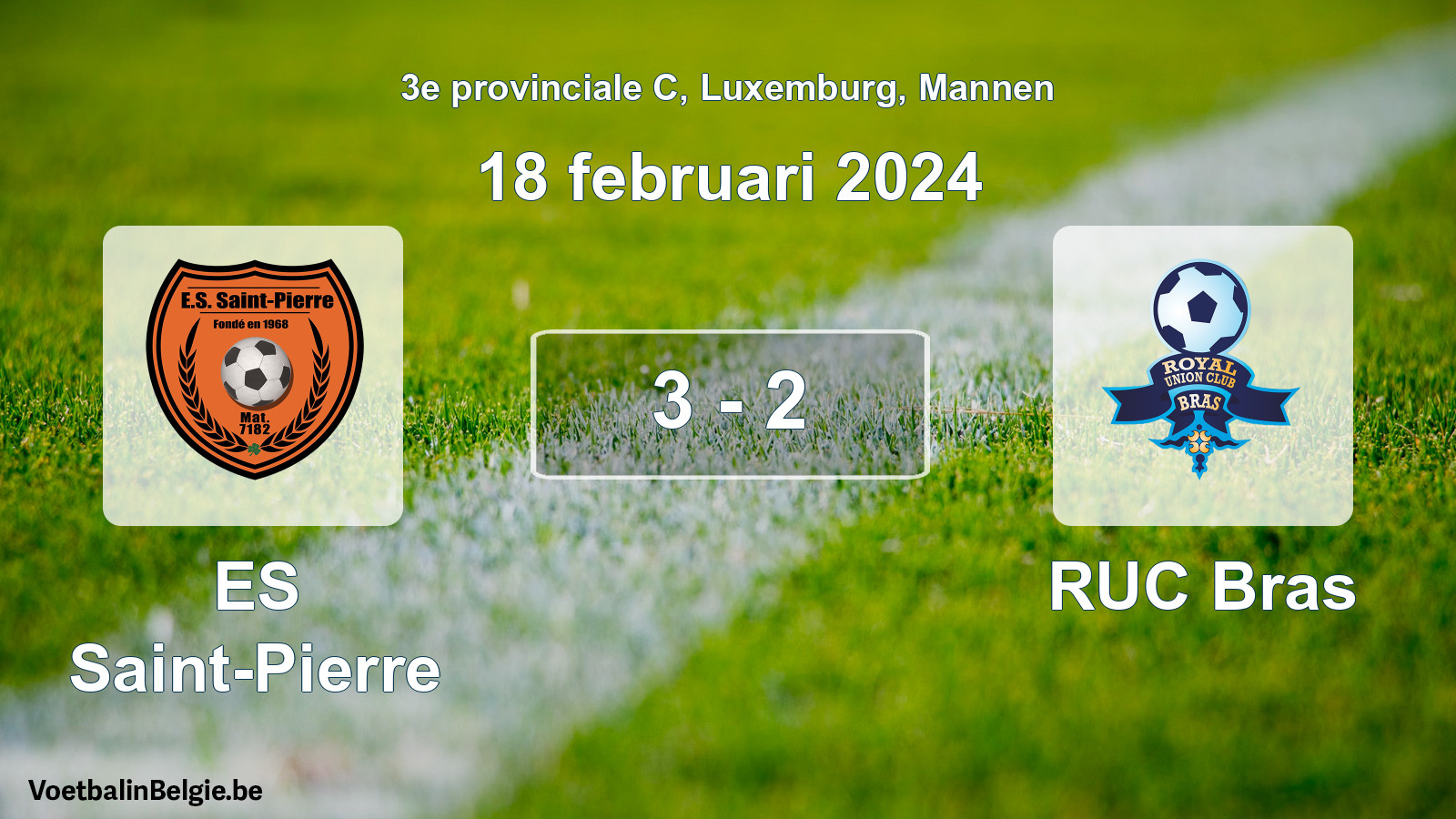 Gespeelde wedstrijd mannenvoetbal: ES Saint-Pierre - RUC Bras 3 - 2 (18 februari 2024)