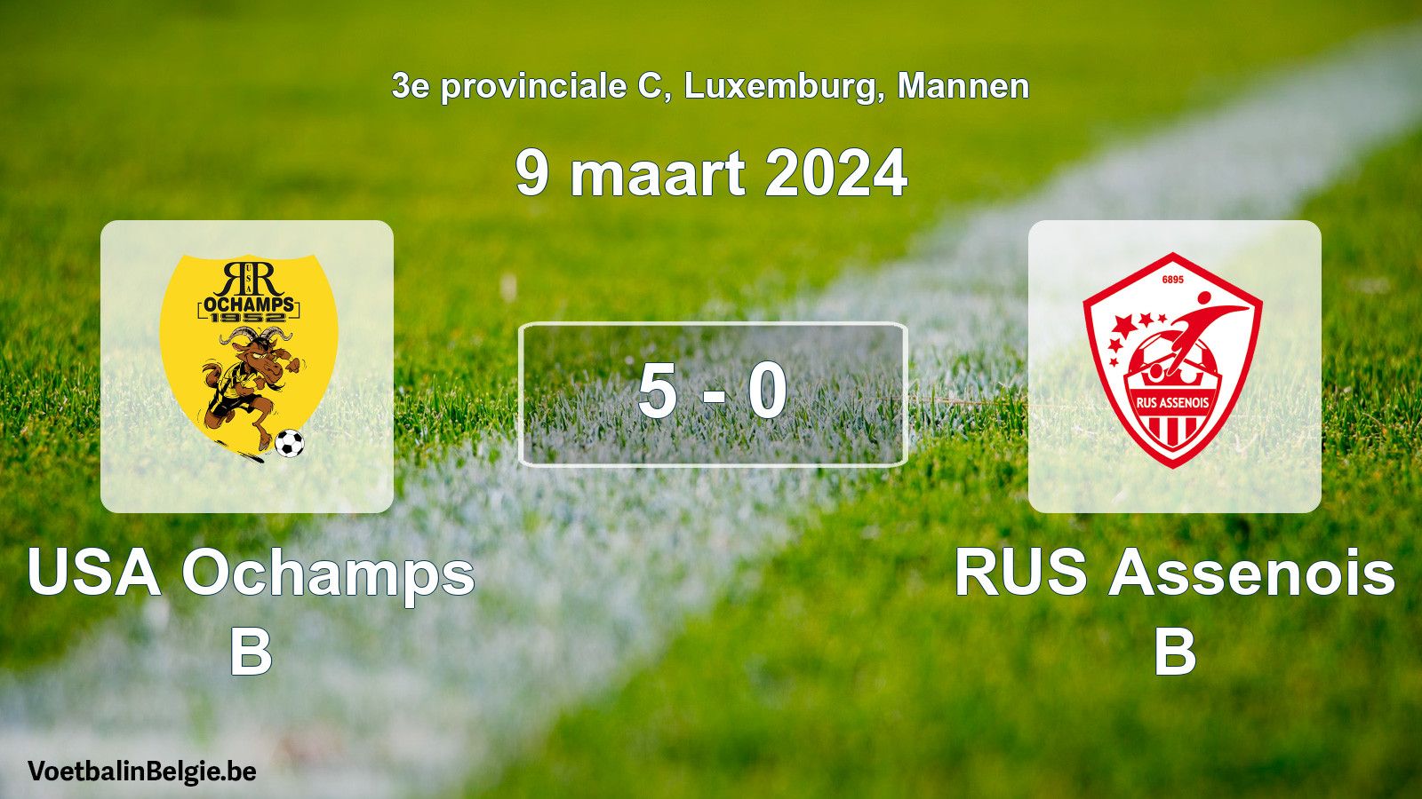 Gespeelde wedstrijd mannenvoetbal: USA Ochamps B - RUS Assenois B 5 - 0 (9 maart 2024)