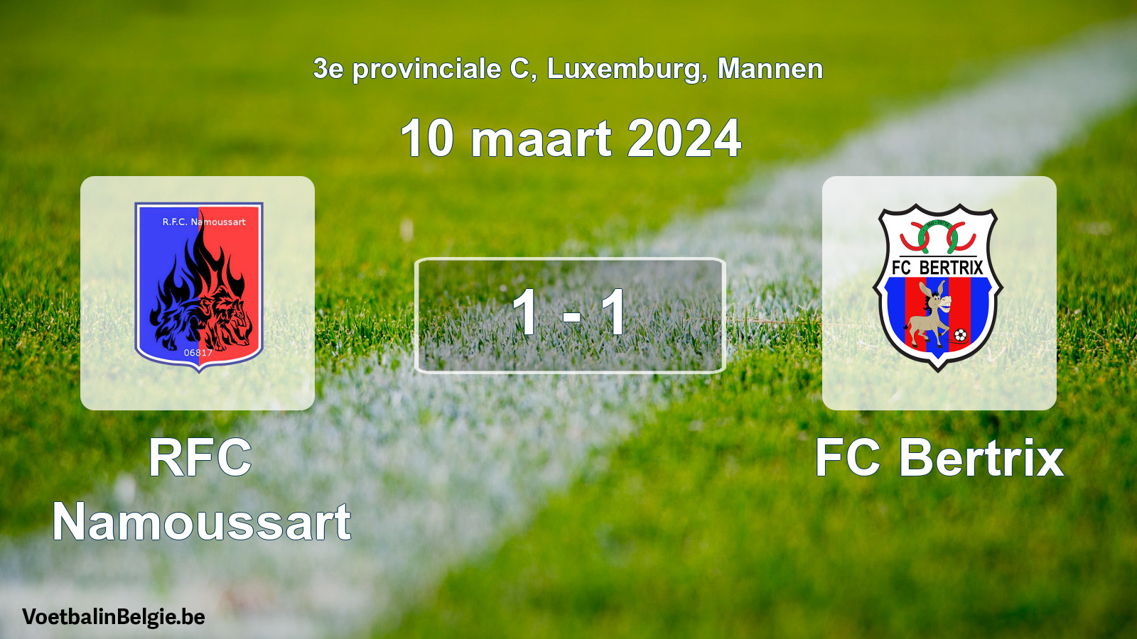 Gespeelde wedstrijd mannenvoetbal: RFC Namoussart - FC Bertrix 1 - 1 (10 maart 2024)