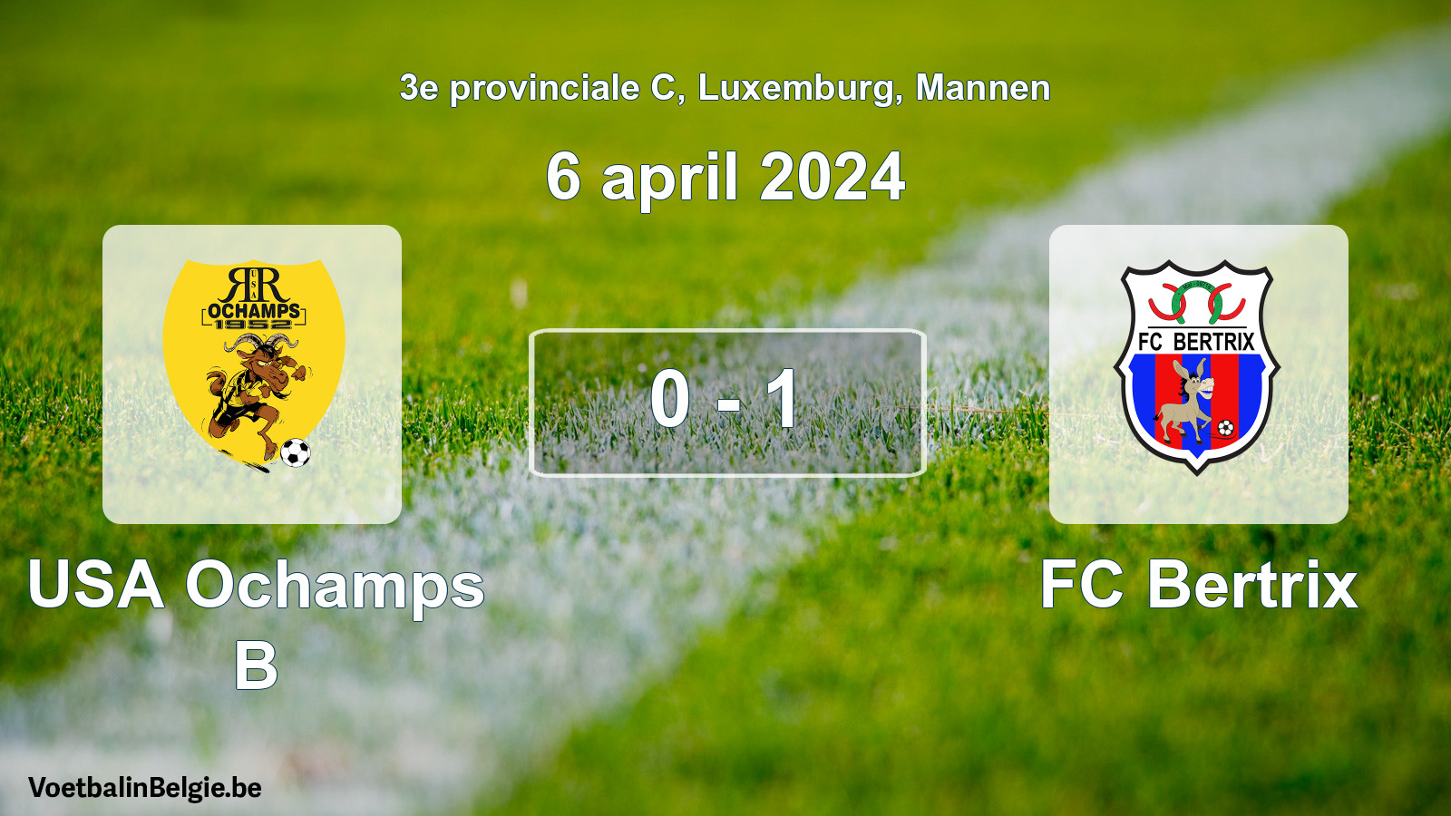 Gespeelde wedstrijd mannenvoetbal: USA Ochamps B - FC Bertrix 0 - 1 (6 april 2024)