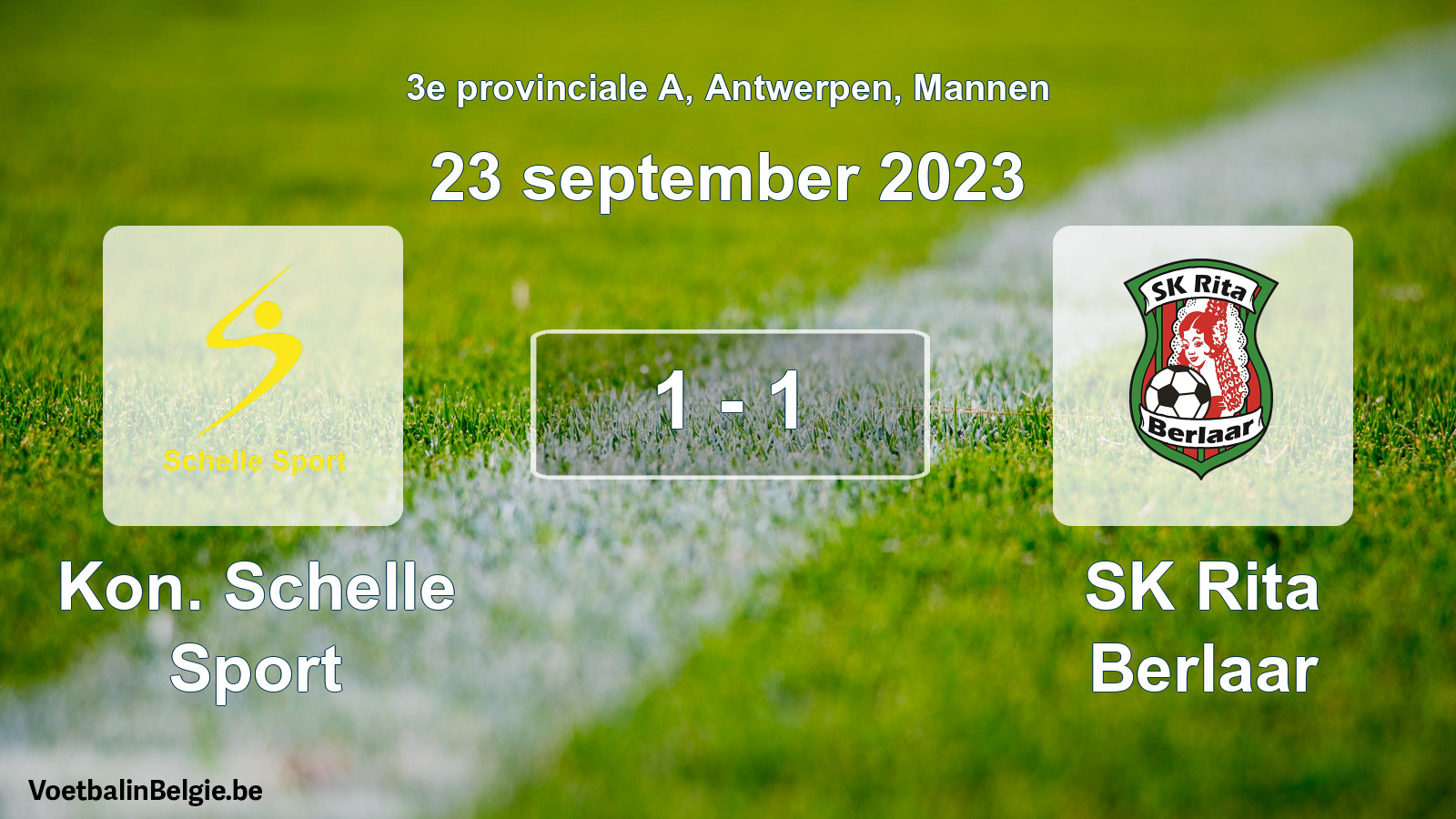 Gespeelde wedstrijd mannenvoetbal: Kon. Schelle Sport - SK Rita Berlaar 1 - 1 (23 september 2023)