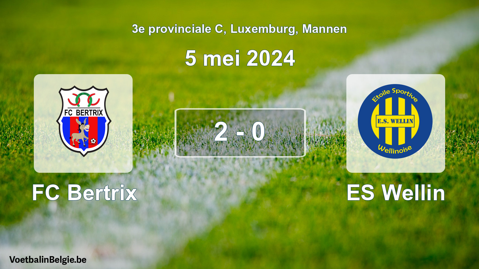 Gespeelde wedstrijd mannenvoetbal: FC Bertrix - ES Wellin 2 - 0 (5 mei 2024)