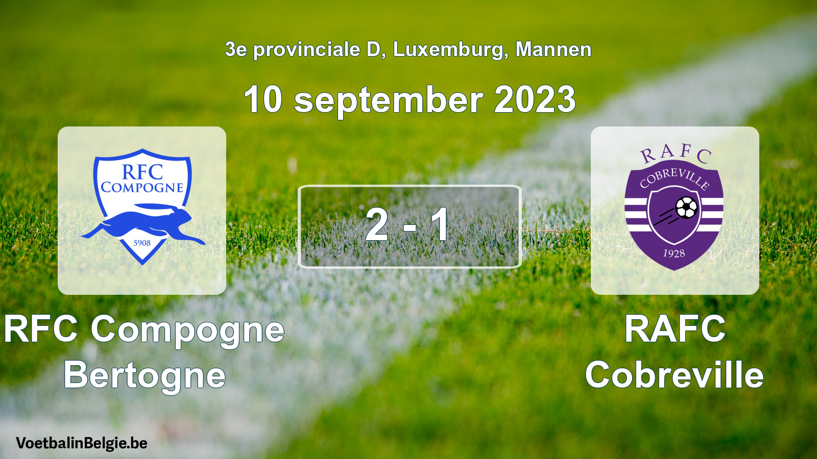 Gespeelde wedstrijd mannenvoetbal: RFC Compogne Bertogne - RAFC Cobreville 2 - 1 (10 september 2023)