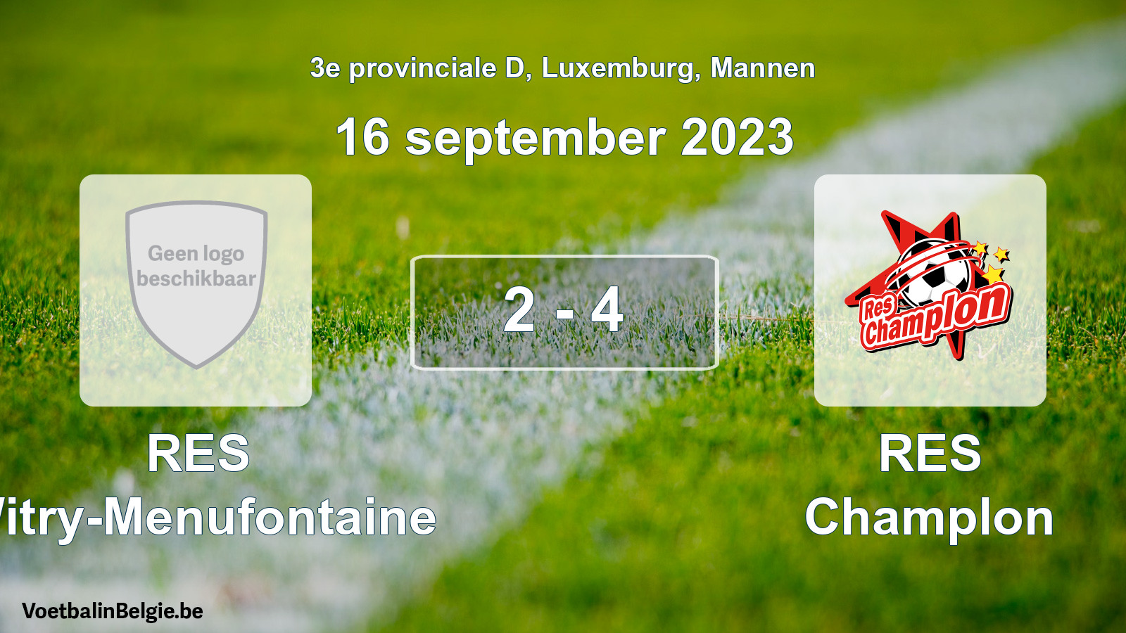 Gespeelde wedstrijd mannenvoetbal: RES Witry-Menufontaine - RES Champlon 2 - 4 (16 september 2023)