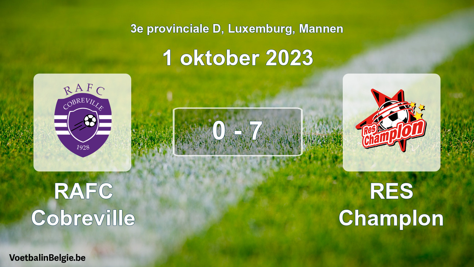Gespeelde wedstrijd mannenvoetbal: RAFC Cobreville - RES Champlon 0 - 7 (1 oktober 2023)