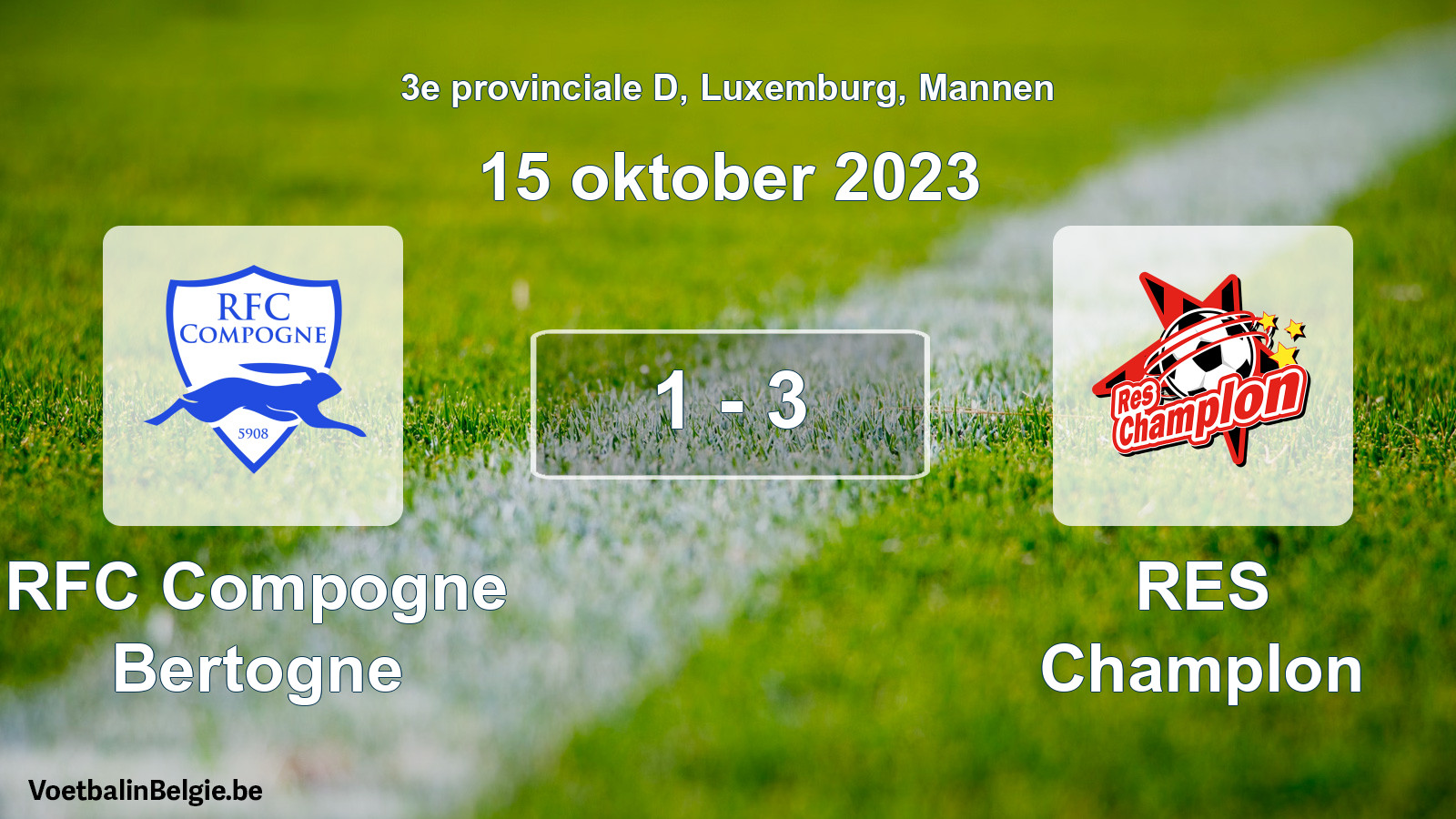 Gespeelde wedstrijd mannenvoetbal: RFC Compogne Bertogne - RES Champlon 1 - 3 (15 oktober 2023)