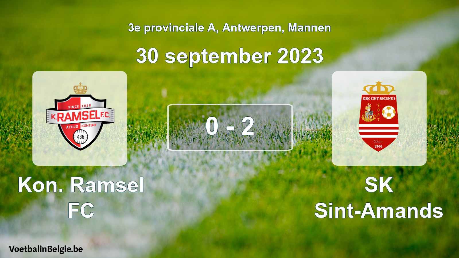 Gespeelde wedstrijd mannenvoetbal: Kon. Ramsel FC - SK Sint-Amands 0 - 2 (30 september 2023)