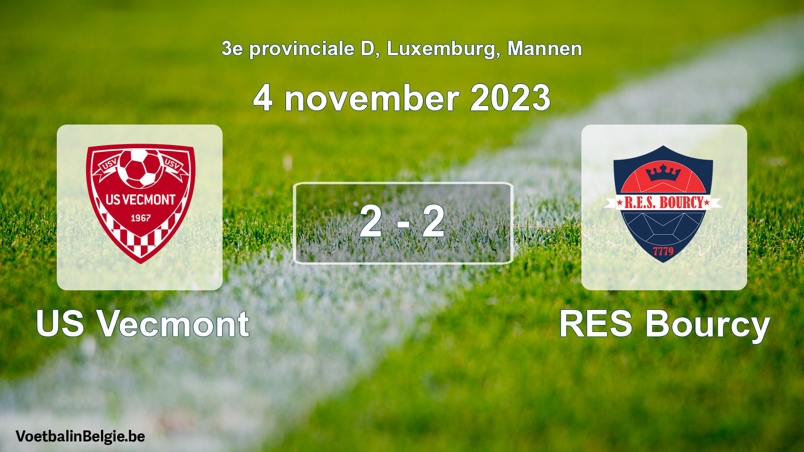 Gespeelde wedstrijd mannenvoetbal: US Vecmont - RES Bourcy 2 - 2 (4 november 2023)