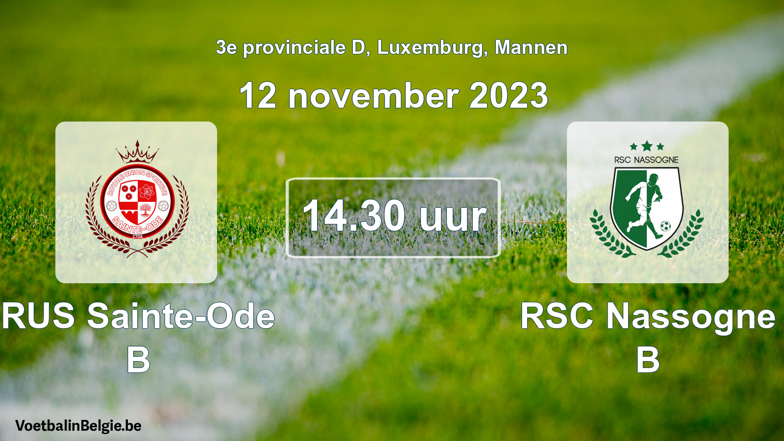 Match prévu football hommes: RUS Sainte-Ode B - RSC Nassogne B (12 novembre 2023)