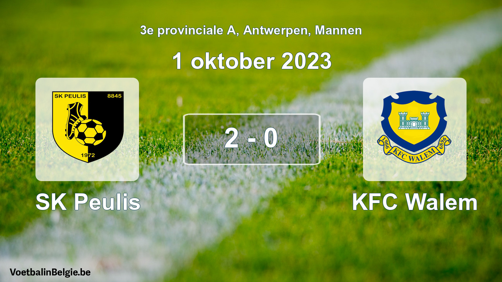 Gespeelde wedstrijd mannenvoetbal: SK Peulis - KFC Walem 2 - 0 (1 oktober 2023)
