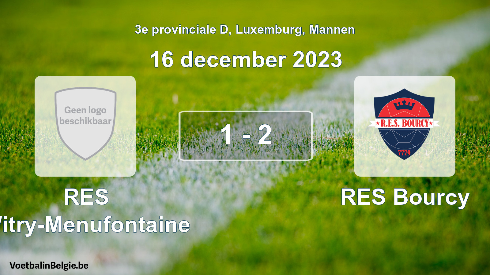 Gespeelde wedstrijd mannenvoetbal: RES Witry-Menufontaine - RES Bourcy 1 - 2 (16 december 2023)