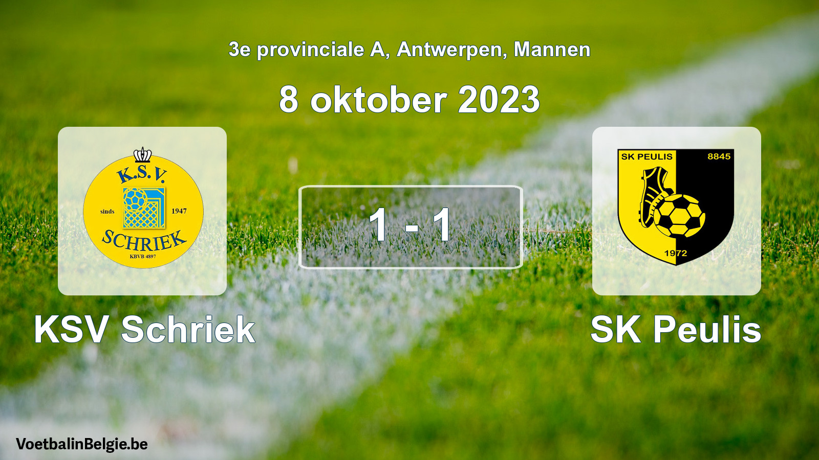 Gespeelde wedstrijd mannenvoetbal: KSV Schriek - SK Peulis 1 - 1 (8 oktober 2023)