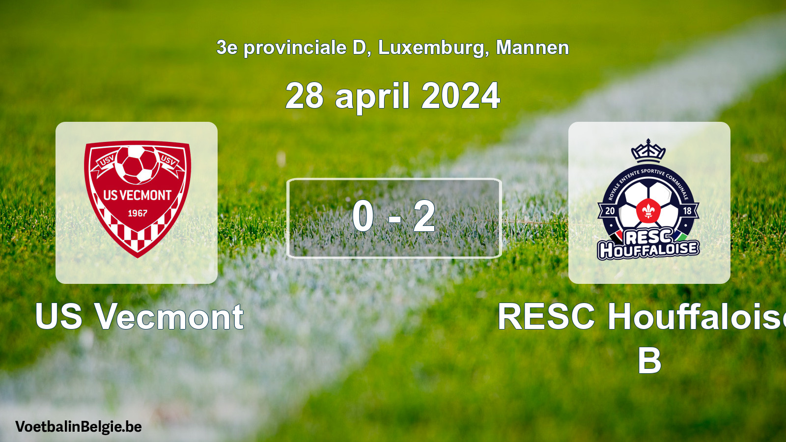 Gespeelde wedstrijd mannenvoetbal: US Vecmont - RESC Houffaloise B 0 - 2 (28 april 2024)