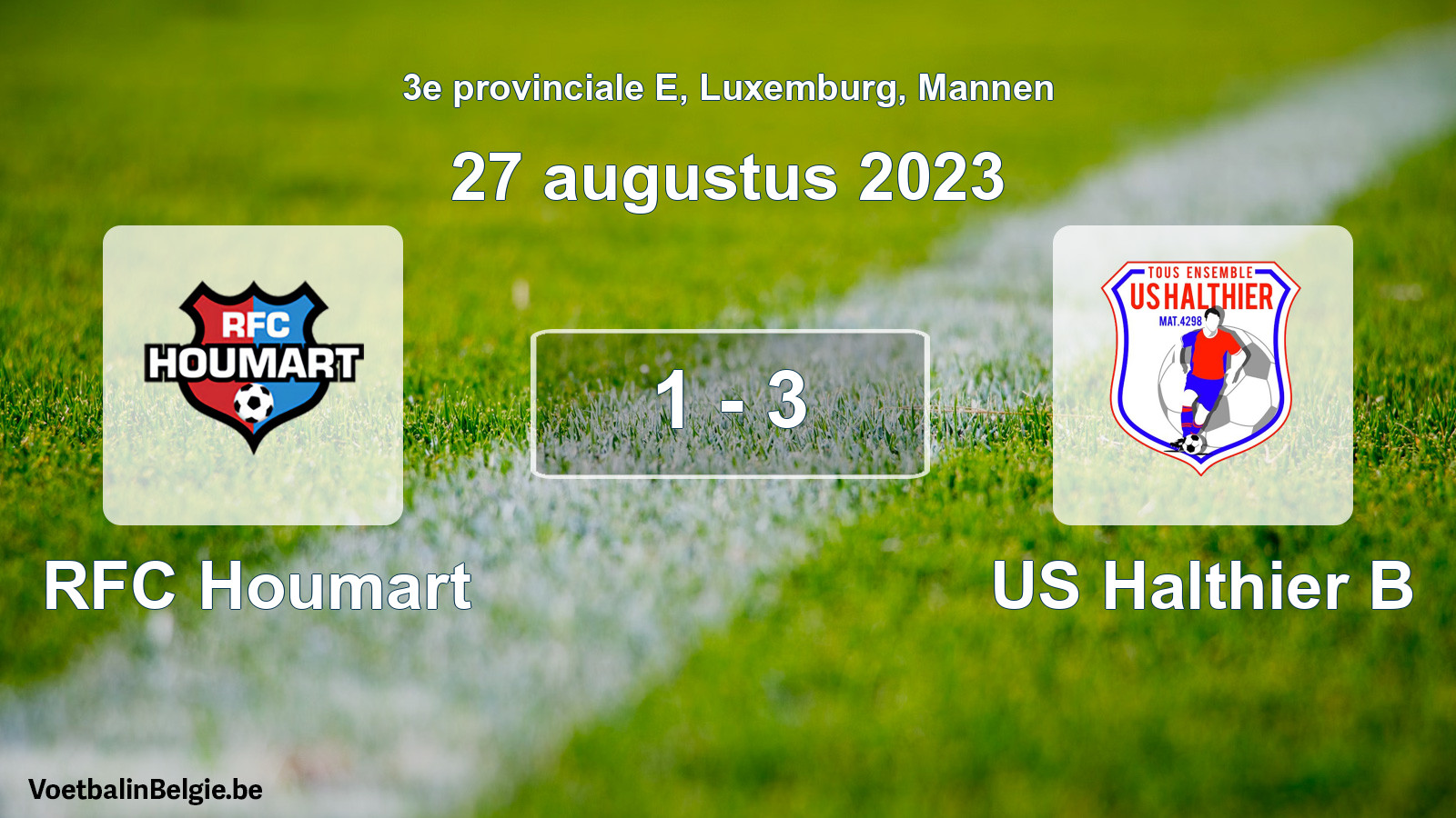 Gespeelde wedstrijd mannenvoetbal: RFC Houmart - US Halthier B 1 - 3 (27 augustus 2023)