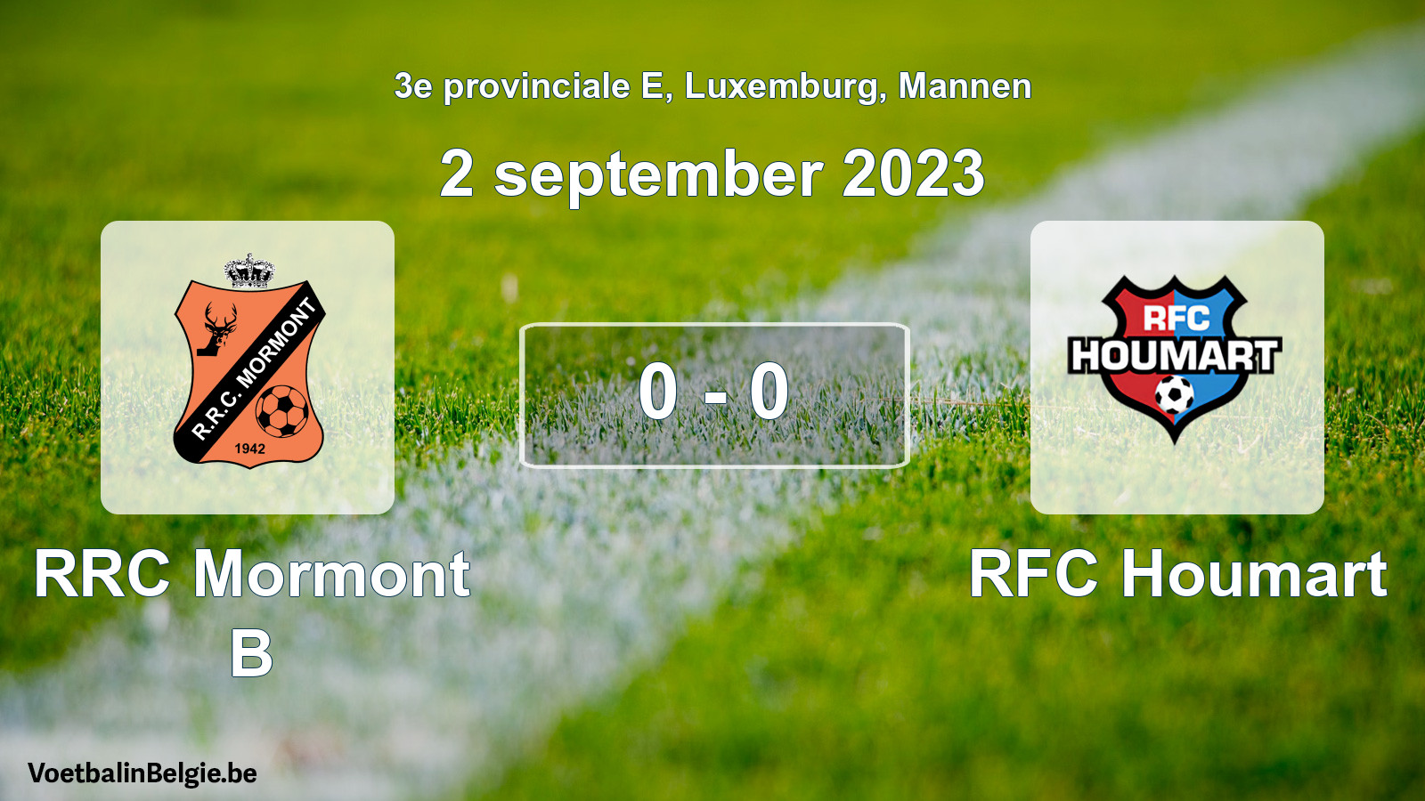 Gespeelde wedstrijd mannenvoetbal: RRC Mormont B - RFC Houmart 0 - 0 (2 september 2023)