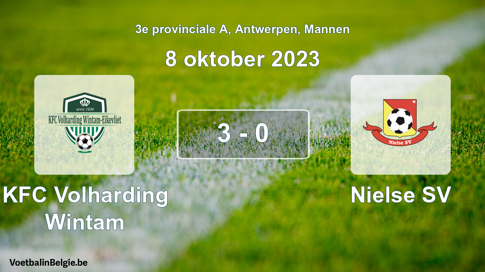 Gespeelde wedstrijd mannenvoetbal: KFC Volharding Wintam - Nielse SV 3 - 0 (8 oktober 2023)