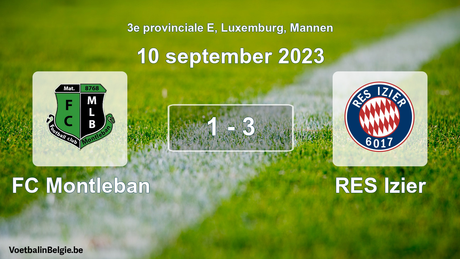 Gespeelde wedstrijd mannenvoetbal: FC Montleban - RES Izier 1 - 3 (10 september 2023)