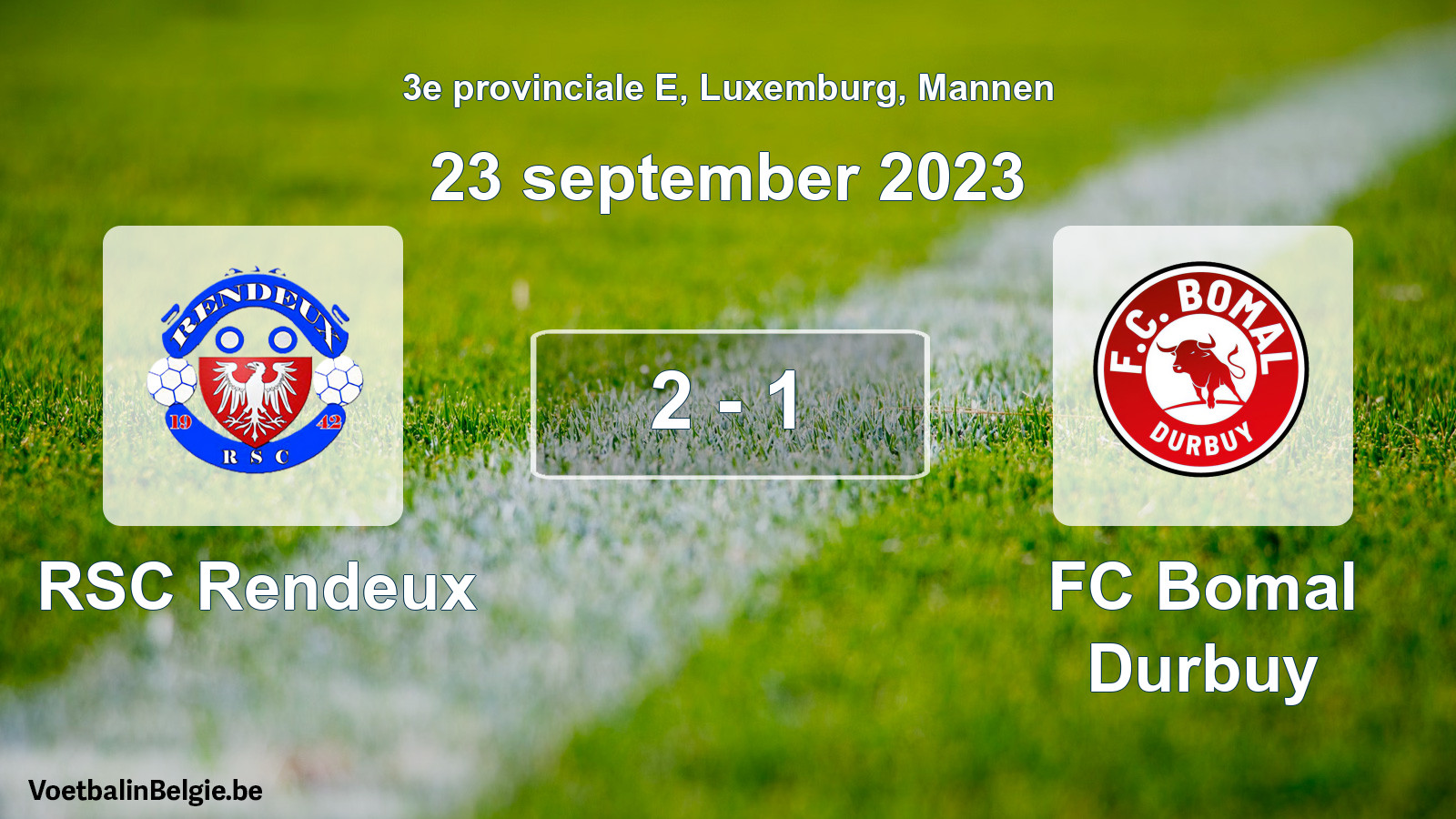 Match joué football hommes: RSC Rendeux - FC Bomal Durbuy 2 - 1 (23 septembre 2023)