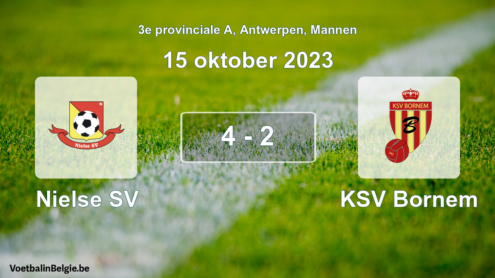 Gespeelde wedstrijd mannenvoetbal: Nielse SV - KSV Bornem 4 - 2 (15 oktober 2023)
