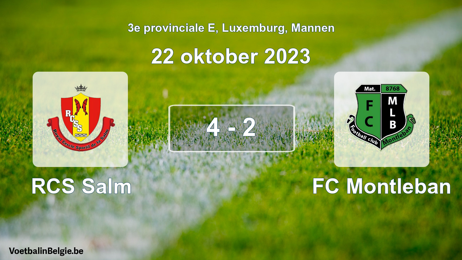 Gespeelde wedstrijd mannenvoetbal: RCS Salm - FC Montleban 4 - 2 (22 oktober 2023)