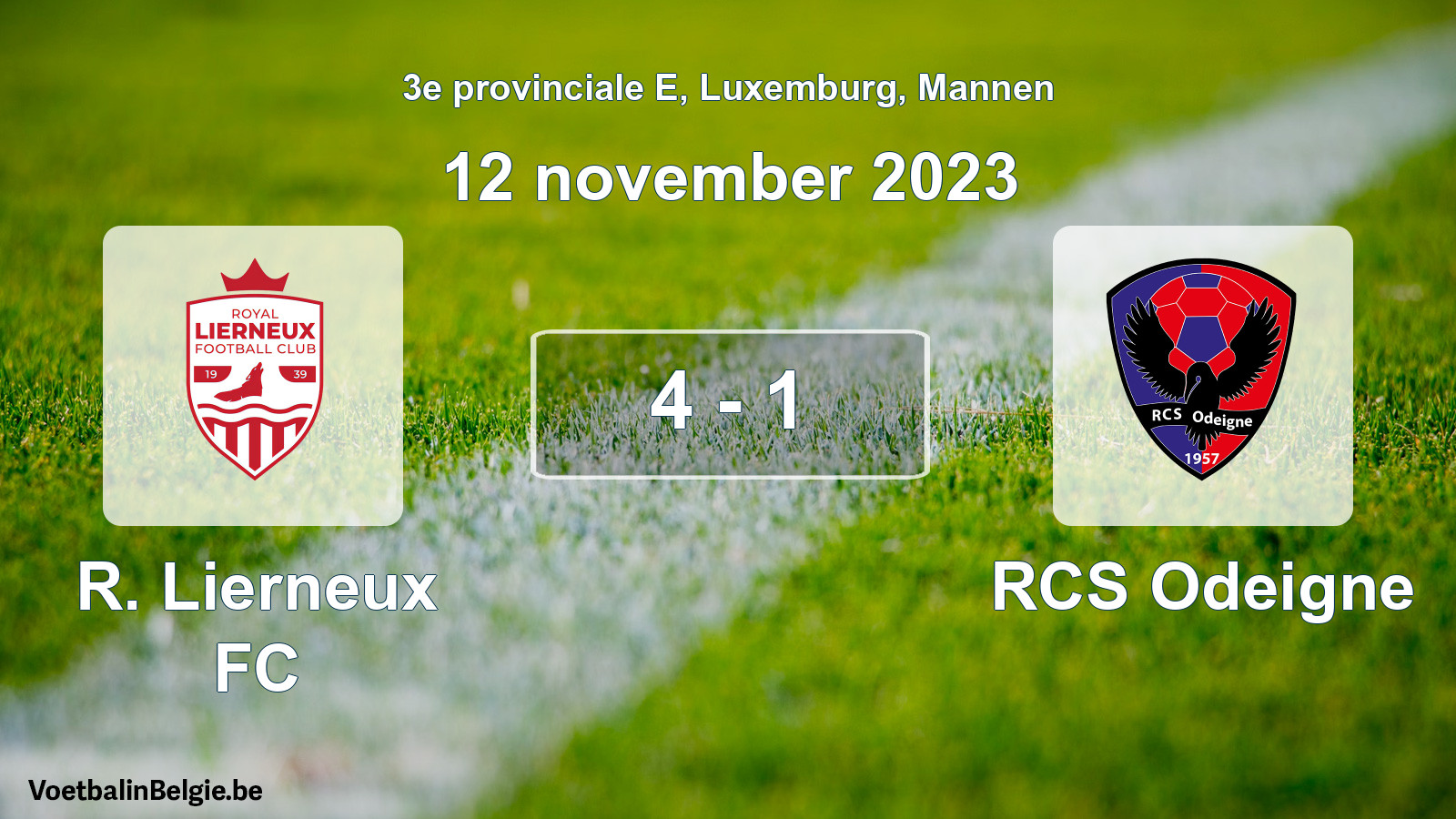 Gespeelde wedstrijd mannenvoetbal: R. Lierneux FC - RCS Odeigne 4 - 1 (12 november 2023)
