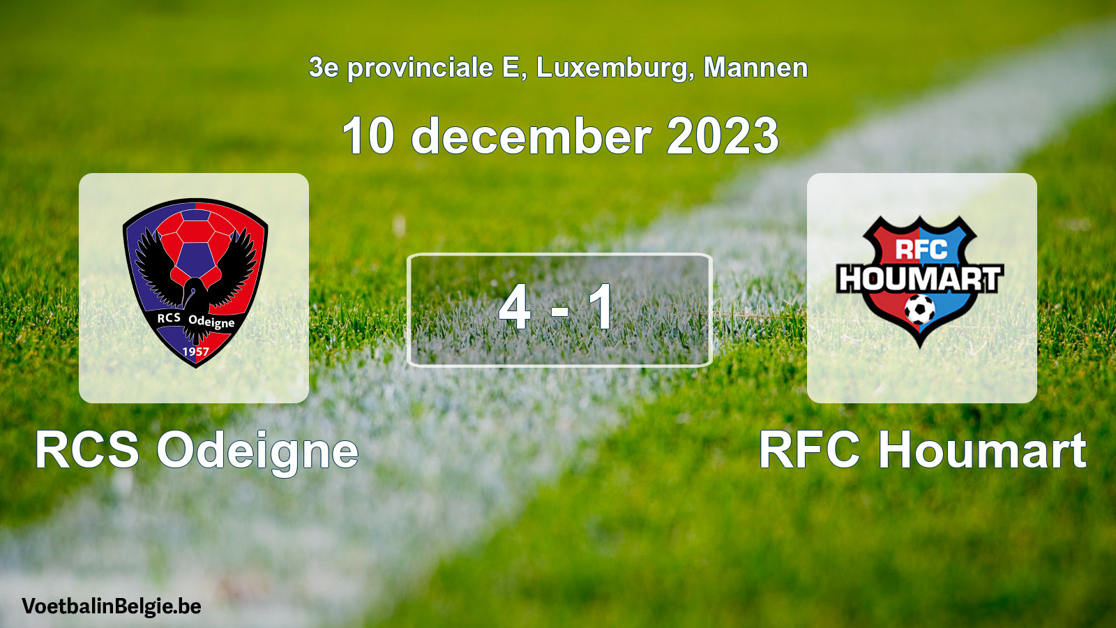 Gespeelde wedstrijd mannenvoetbal: RCS Odeigne - RFC Houmart 4 - 1 (10 december 2023)