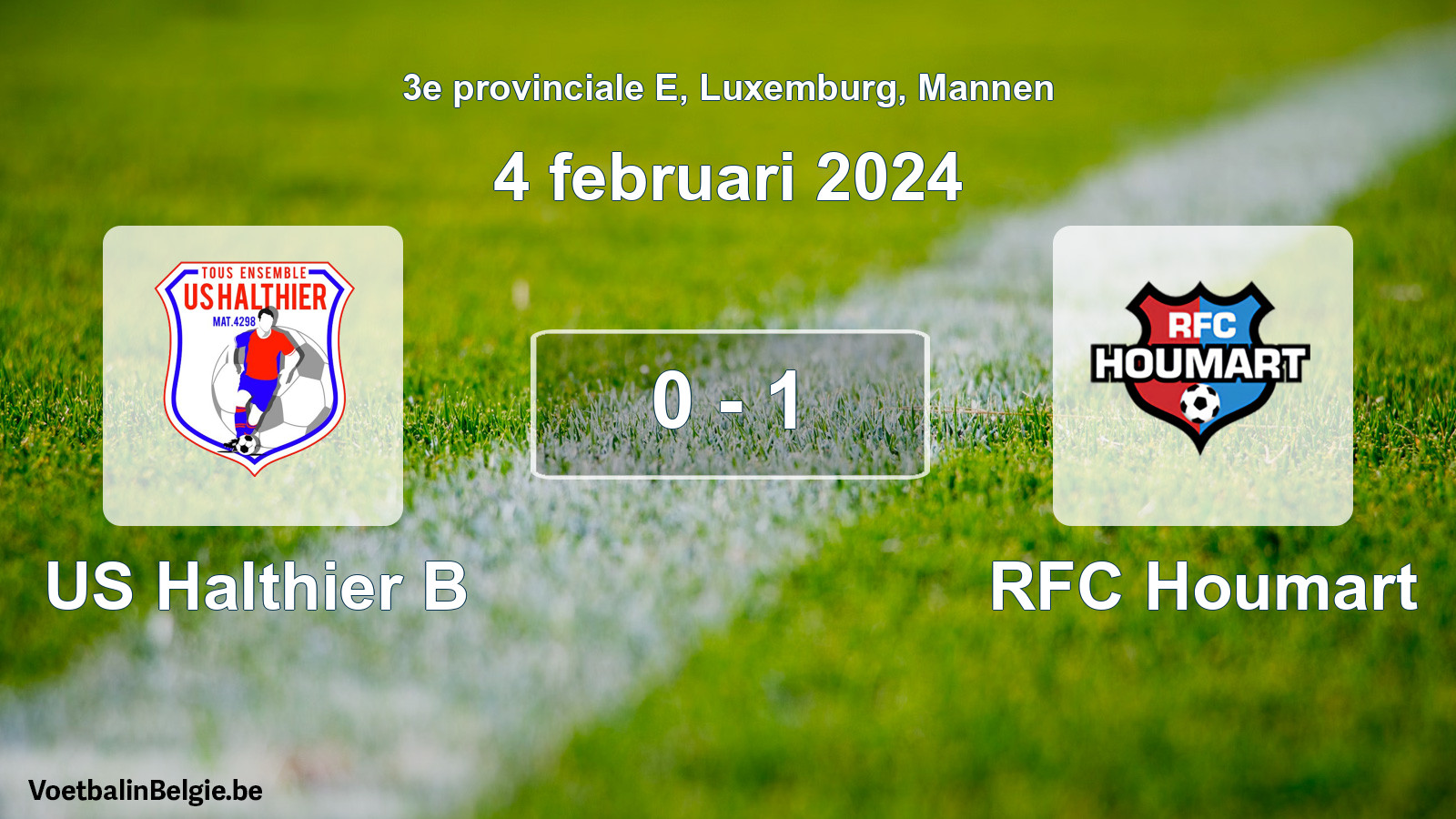 Gespeelde wedstrijd mannenvoetbal: US Halthier B - RFC Houmart 0 - 1 (4 februari 2024)