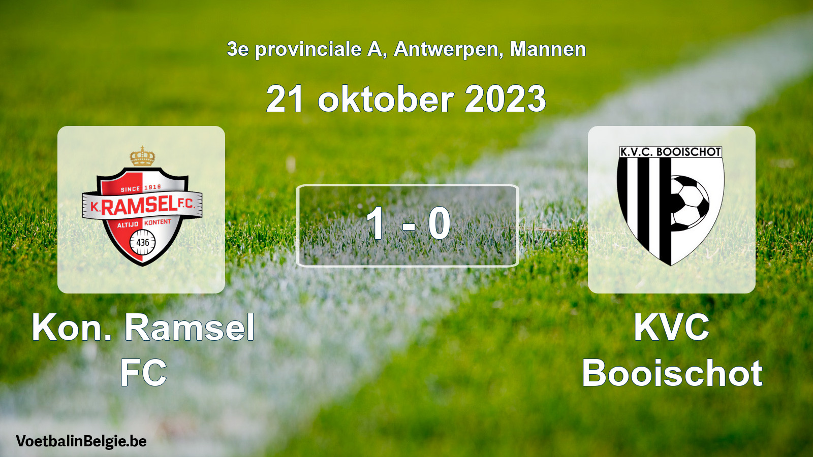 Gespeelde wedstrijd mannenvoetbal: Kon. Ramsel FC - KVC Booischot 1 - 0 (21 oktober 2023)