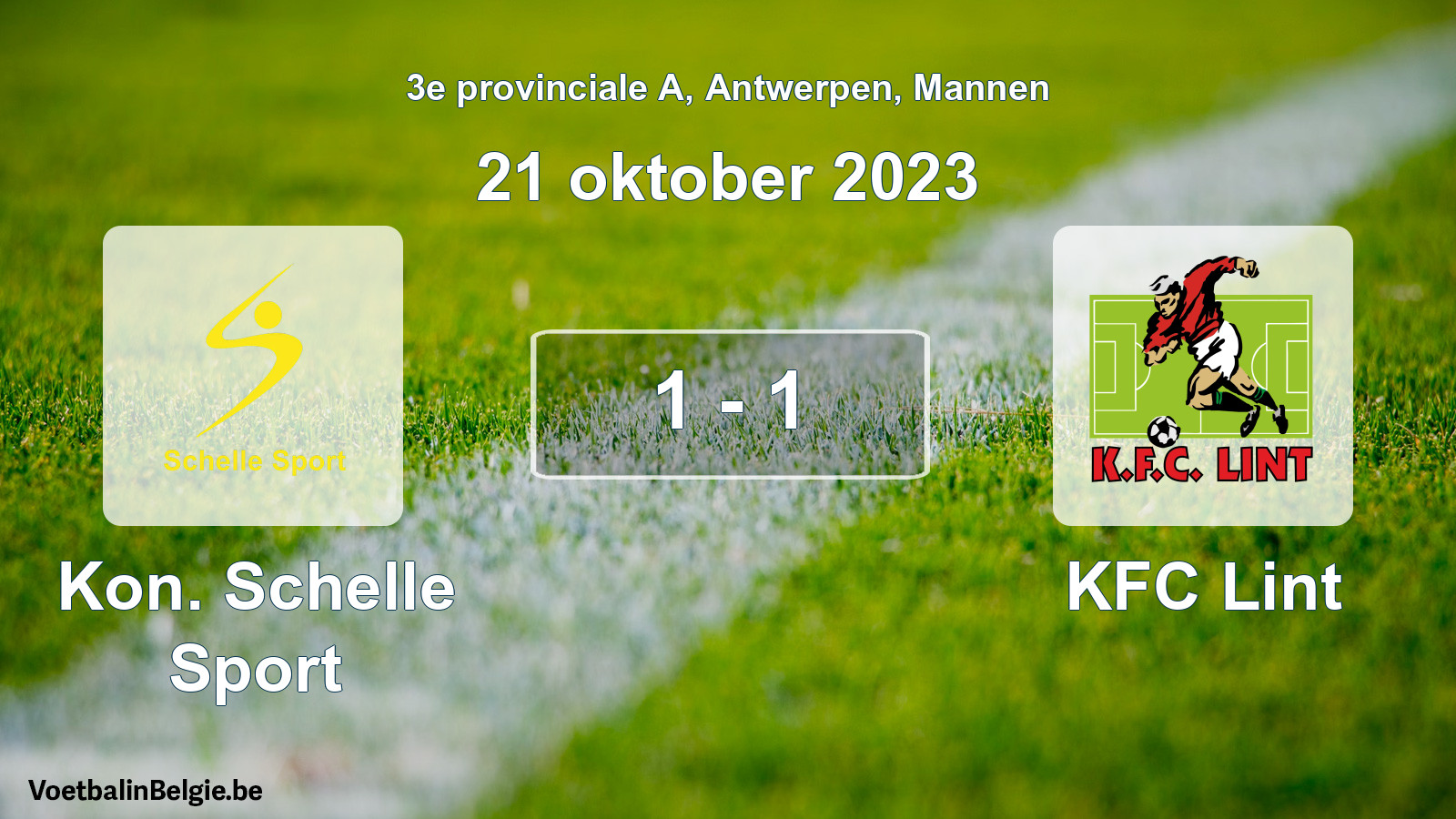 Gespeelde wedstrijd mannenvoetbal: Kon. Schelle Sport - KFC Lint 1 - 1 (21 oktober 2023)
