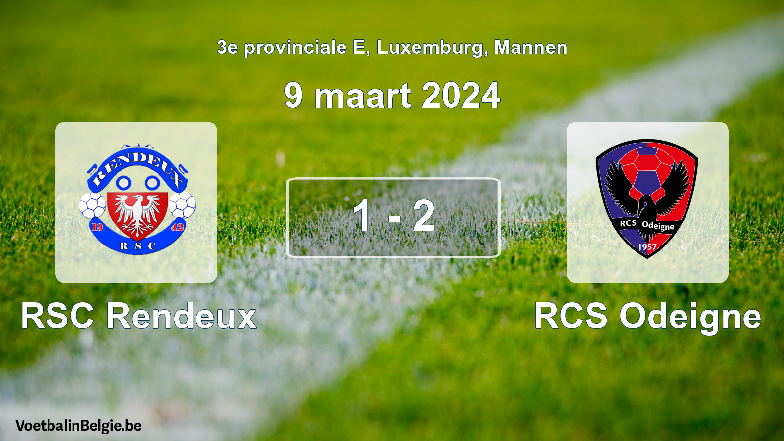 Gespeelde wedstrijd mannenvoetbal: RSC Rendeux - RCS Odeigne 1 - 2 (9 maart 2024)