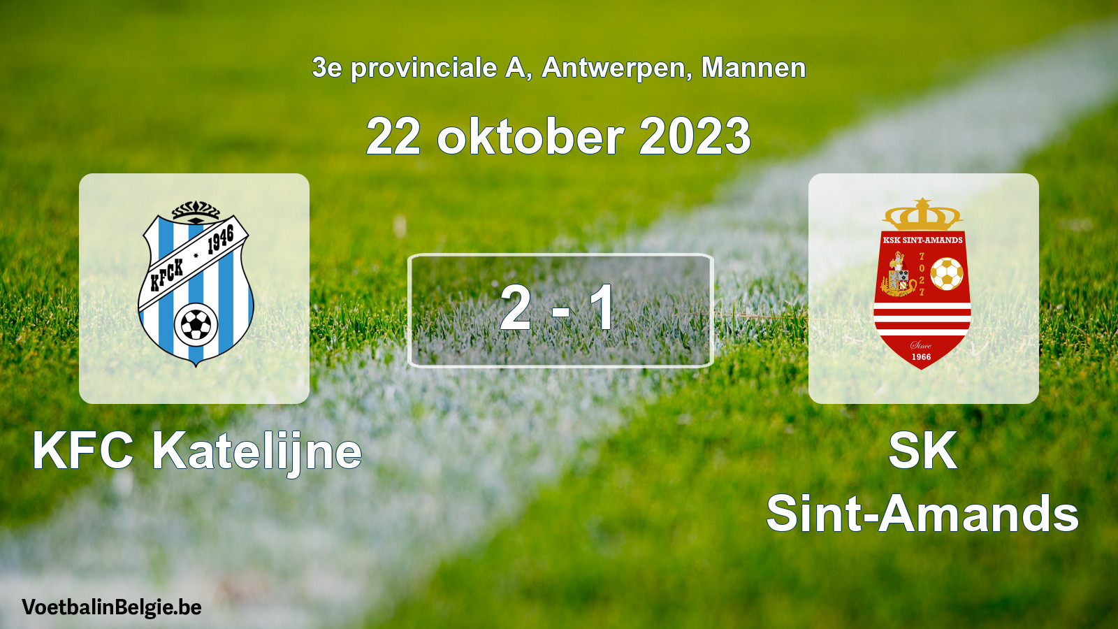 Gespeelde wedstrijd mannenvoetbal: KFC Katelijne - SK Sint-Amands 2 - 1 (22 oktober 2023)