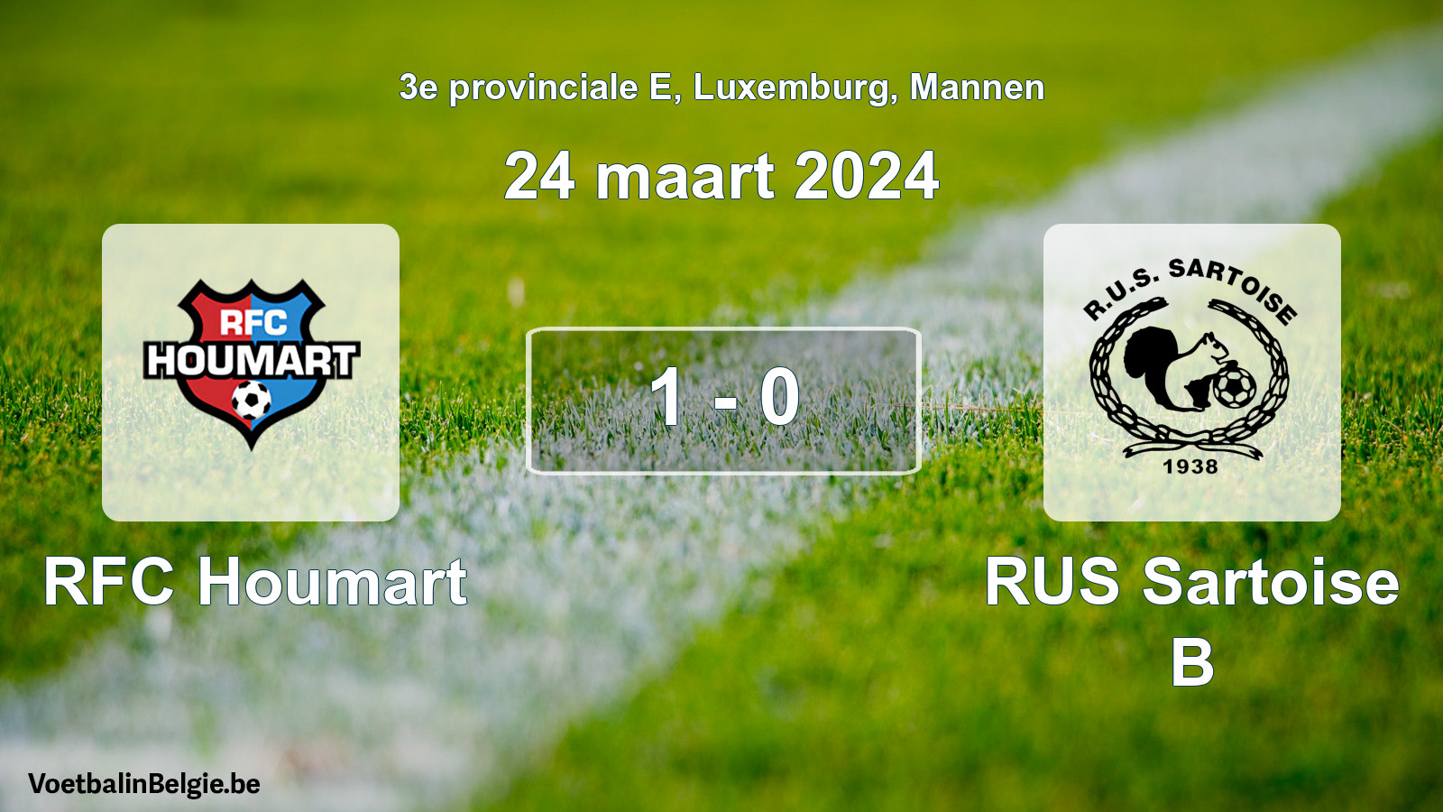 Gespeelde wedstrijd mannenvoetbal: RFC Houmart - RUS Sartoise B 1 - 0 (24 maart 2024)