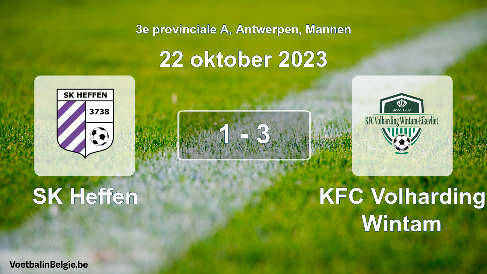 Gespeelde wedstrijd mannenvoetbal: SK Heffen - KFC Volharding Wintam 1 - 3 (22 oktober 2023)