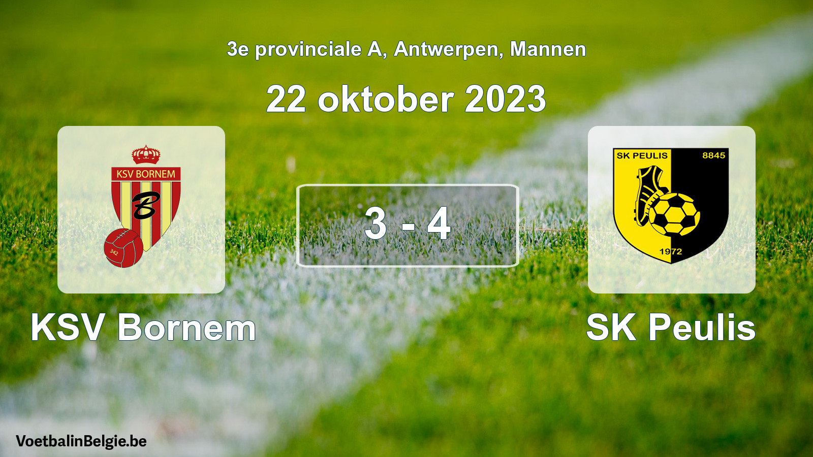 Gespeelde wedstrijd mannenvoetbal: KSV Bornem - SK Peulis 3 - 4 (22 oktober 2023)