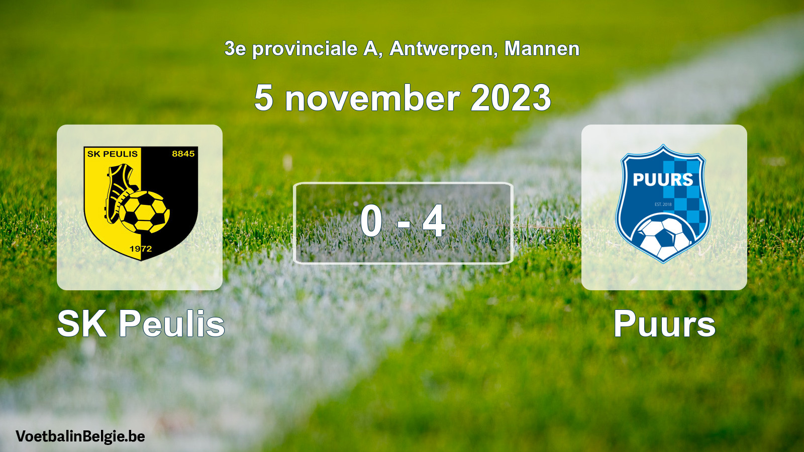 Gespeelde wedstrijd mannenvoetbal: SK Peulis - Puurs 0 - 4 (5 november 2023)