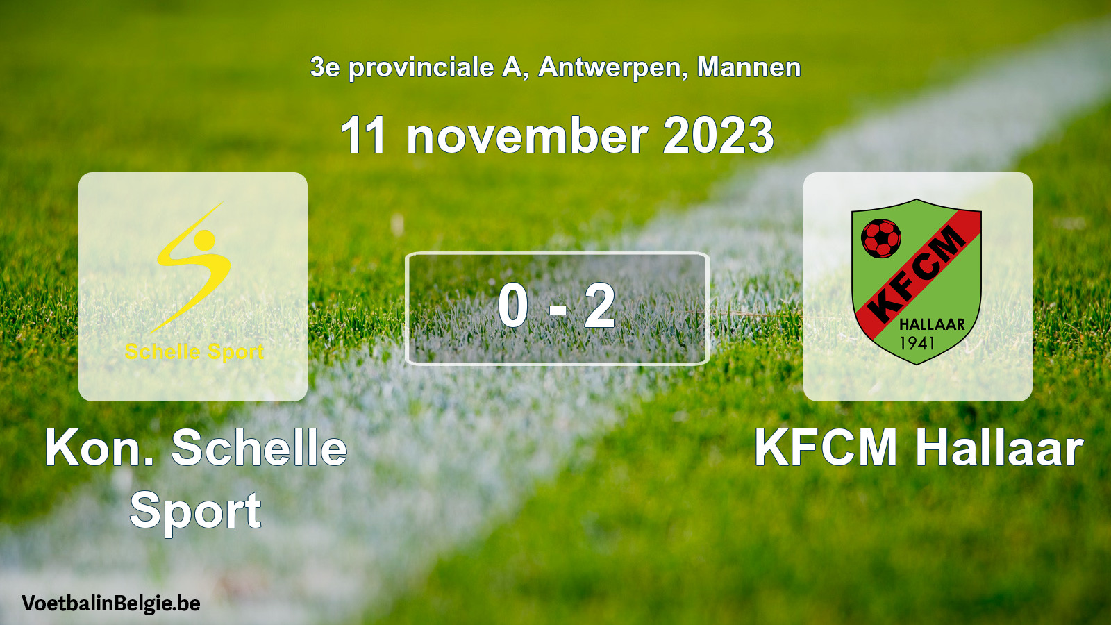 Gespeelde wedstrijd mannenvoetbal: Kon. Schelle Sport - KFCM Hallaar 0 - 2 (11 november 2023)