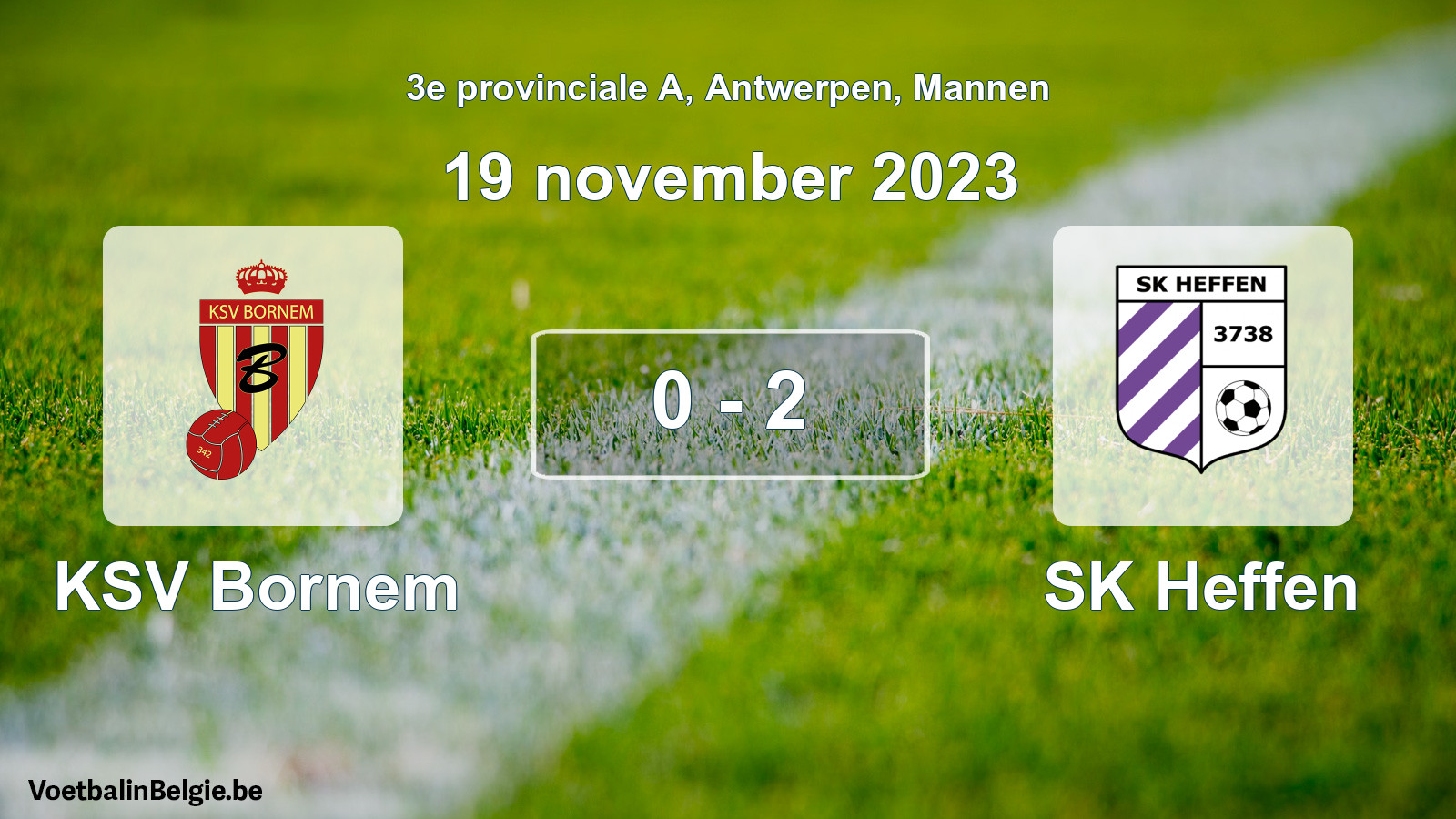 Gespeelde wedstrijd mannenvoetbal: KSV Bornem - SK Heffen 0 - 2 (19 november 2023)