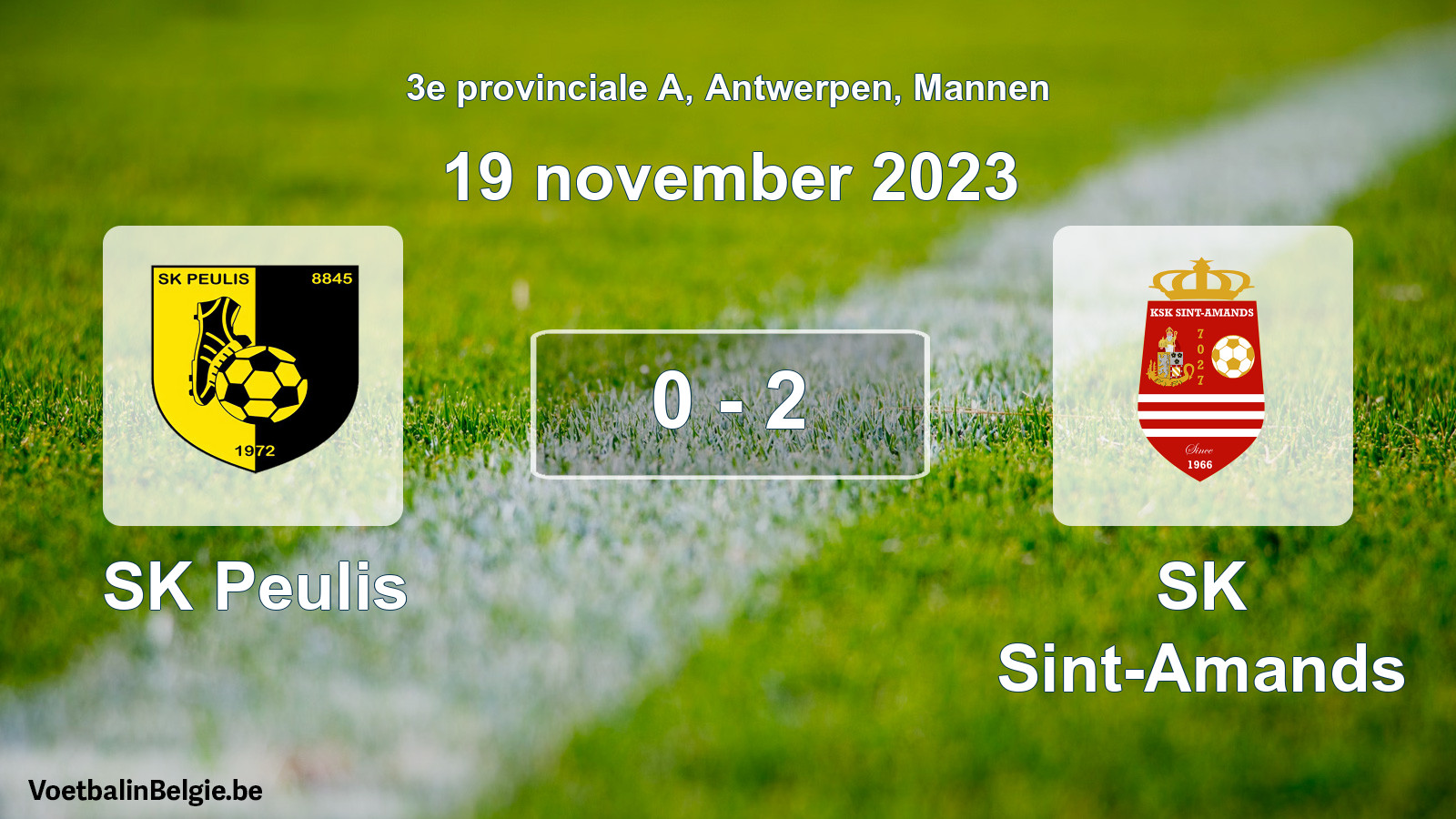 Gespeelde wedstrijd mannenvoetbal: SK Peulis - SK Sint-Amands 0 - 2 (19 november 2023)