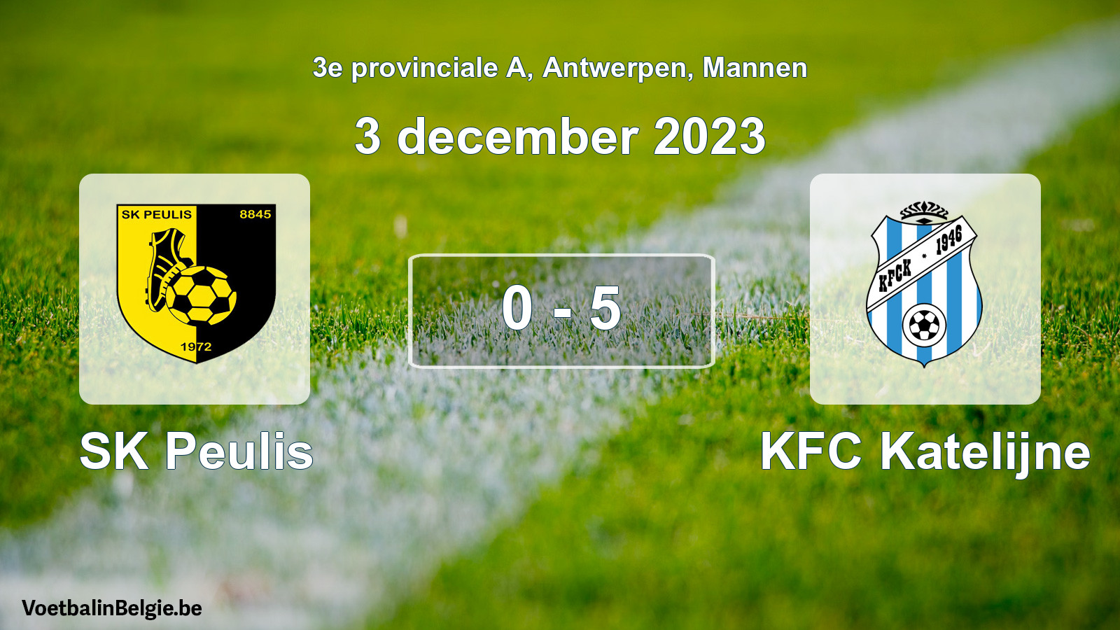 Gespeelde wedstrijd mannenvoetbal: SK Peulis - KFC Katelijne 0 - 5 (3 december 2023)