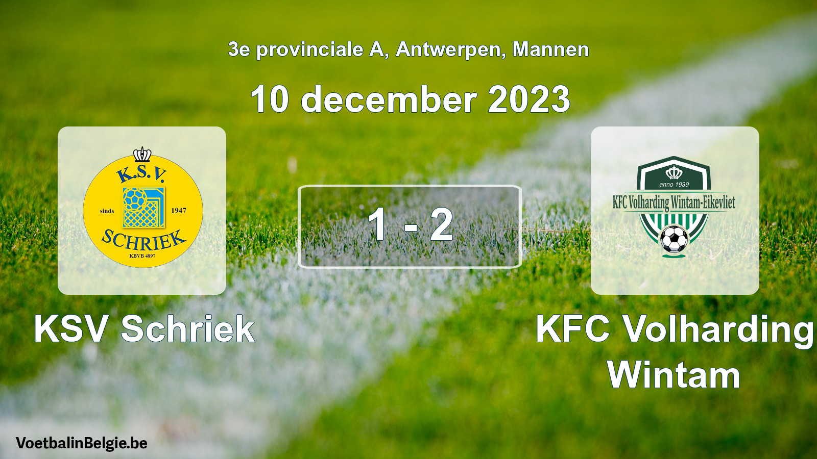 Gespeelde wedstrijd mannenvoetbal: KSV Schriek - KFC Volharding Wintam 1 - 2 (10 december 2023)